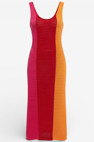HILARY MACMILLAN Robe Crochet Tricolore