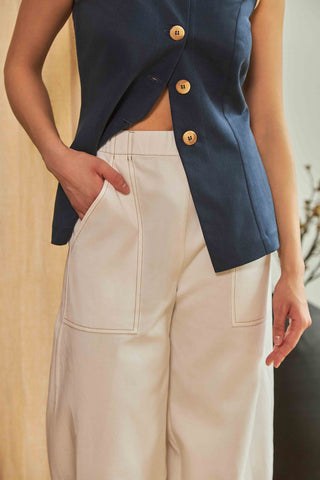 MODERN SUNDAY Pantalon Barrel - Blanc