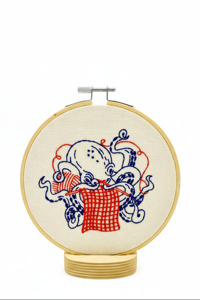 HOOK LINE &amp; TINKER Embroidery Kit - Knitting Octopus