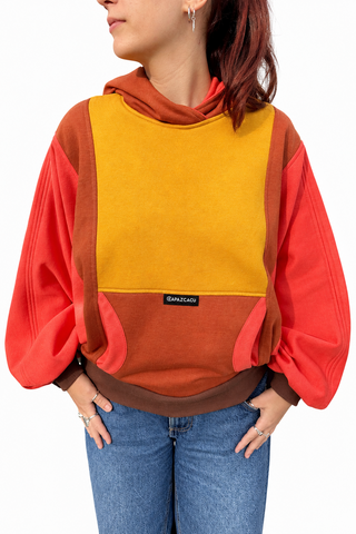 CAPAZCACU Hoodie Yiya - Jaune Orange et Brun