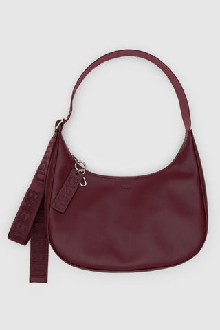 BAGGU Medium Crescent Recycled Leather Bag - Mahogany