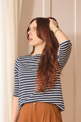 MEEMOZA Top Marinière - Navy Blue