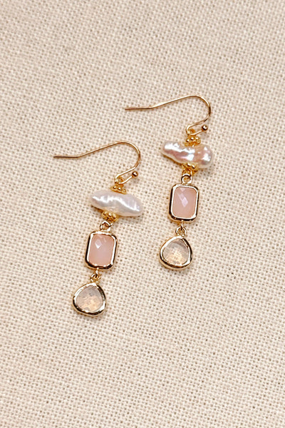 GRACIE ROSE Boucles d'Oreilles Romantiques Roses Perles Keshi