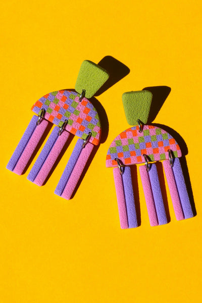 CROCODILE AGILE Pam Earrings - Fringe Checkerboard