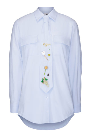 HILARY MACMILLAN Tie Shirt - Light Blue