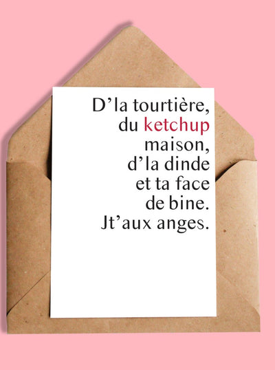 YES MANON Card - D'la Tourtière Du Ketchup... 