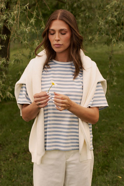 DAILYSTORY T-Shirt Poppy - Bleu et Blanc