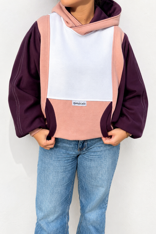 CAPAZCACU Hoodie Yiya - Blanc Mauve Rose