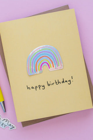 LITTLE MAY PAPERY Carte de Souhait Autocollant - Arc-en-ciel Anniversaire