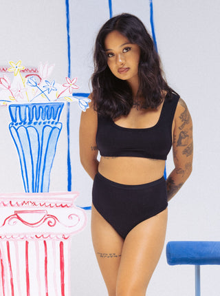 MARY YOUNG Tanga Taille Haute - Noir