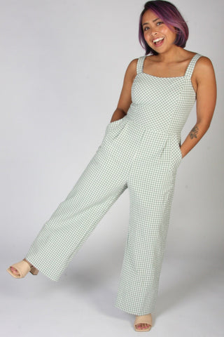 BIRDS OF NORTH AMERICA Roadrunner Jumpsuit - Sage Gingham