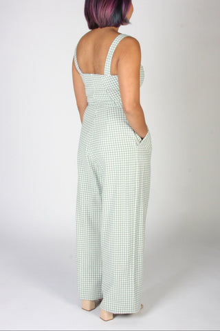 BIRDS OF NORTH AMERICA Roadrunner Jumpsuit - Sage Gingham