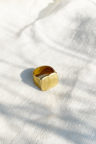 HAWKLY Bague Square Signet - Bronze