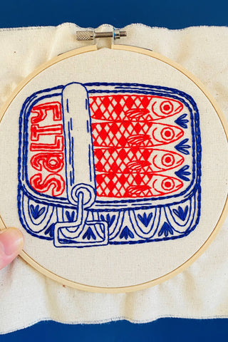 HOOK LINE &amp; TINKER Embroidery Kit - Canned Sardines