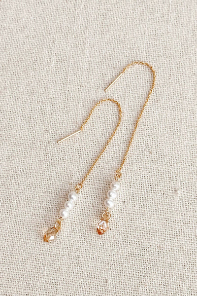 GRACIE ROSE Boucles d'Oreilles Longues Perles et Cristaux