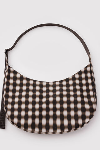 BAGGU Large Crescent Nylon Bag - Blurred Brown Gingham