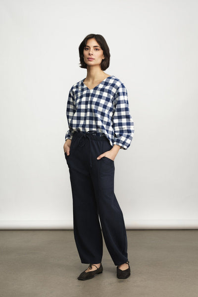 JENNIFER GLASGOW Daphné Blouse - Navy Plaid