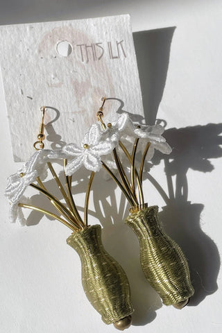 THIS ILK White Flower Vase Earrings