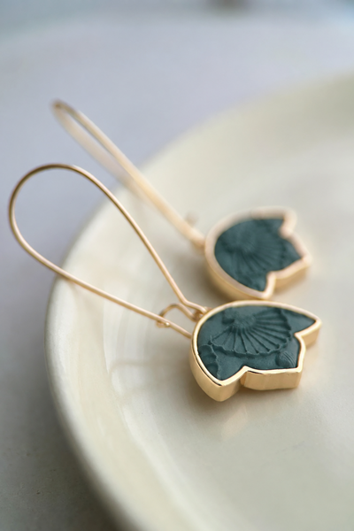 BOUCLE D'OR Boucles d'Oreilles Lotus Texturé - Sarcelle