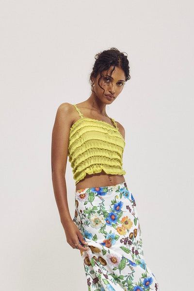 HILARY MACMILLAN Camisole Ruché - Chartreuse