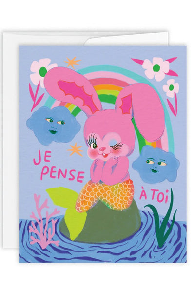 PAPEROLE Carte Lapin Sirène