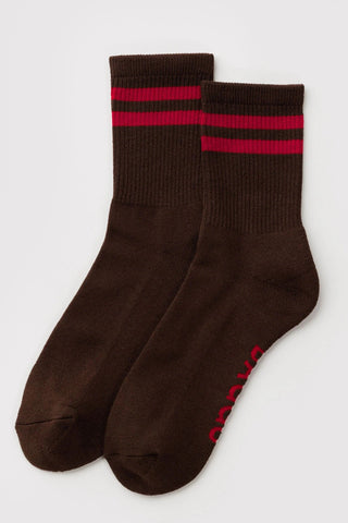 BAGGU Chaussettes Ribbed - Coffee Stripe