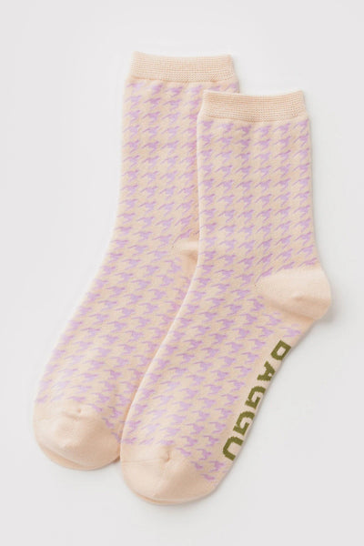 BAGGU Chaussettes Crew - Pink Houndstooth