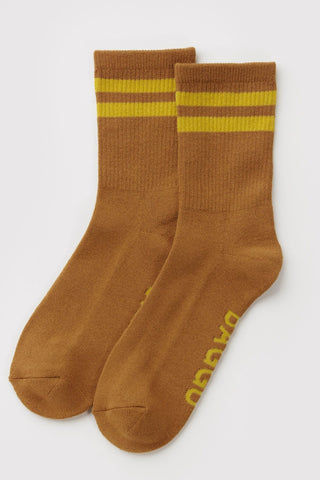 BAGGU Chaussettes Ribbed - Toffee Stripe
