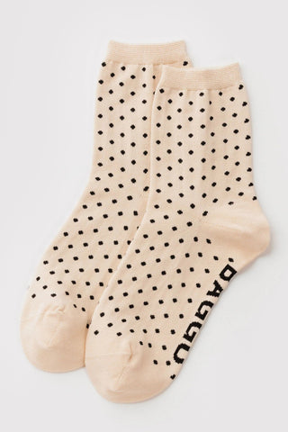 BAGGU Chaussettes Crew - Polka Dot Blanc et Noir