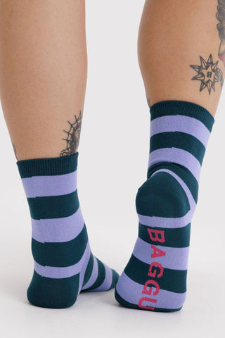 BAGGU Crew Socks - Malachite Stripes