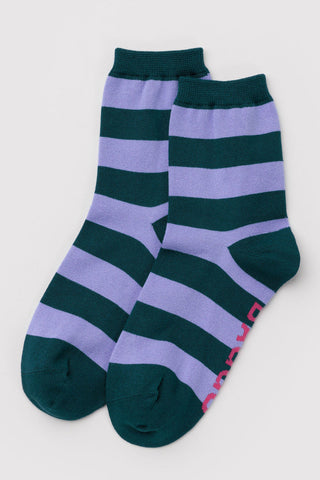 BAGGU Crew Socks - Malachite Stripes