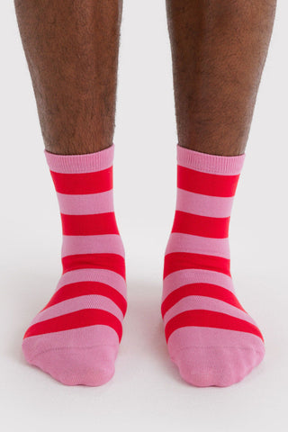 BAGGU Crew Socks - Pink Stripes