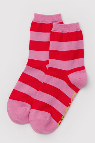BAGGU Crew Socks - Pink Stripes