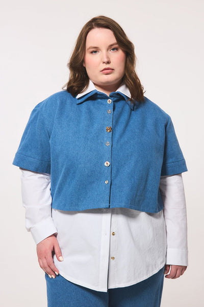 HILARY MACMILLAN Crop Denim Shirt