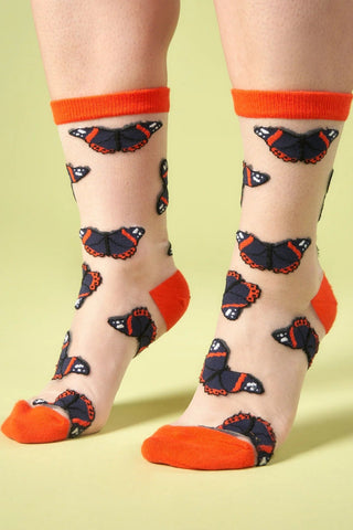 COUCOU SUZETTE Chaussettes Transparentes - Papillon Noir