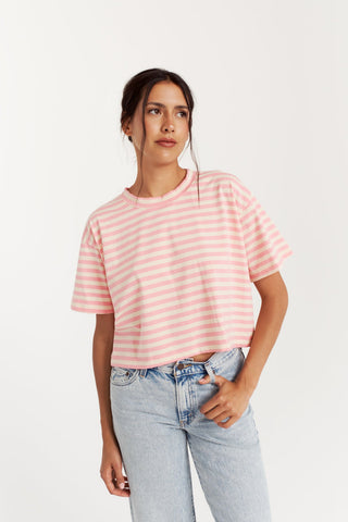 DAILYSTORY T-Shirt Poppy - Rayure Rose