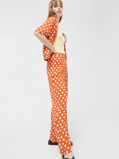 COMPANIA FANTASTICA Trousers - Orange Polka Dots 