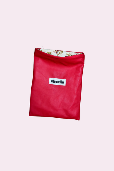 CHARLIE Small Book Sleeve - Bright Red Leather