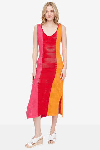 HILARY MACMILLAN Robe Crochet Tricolore