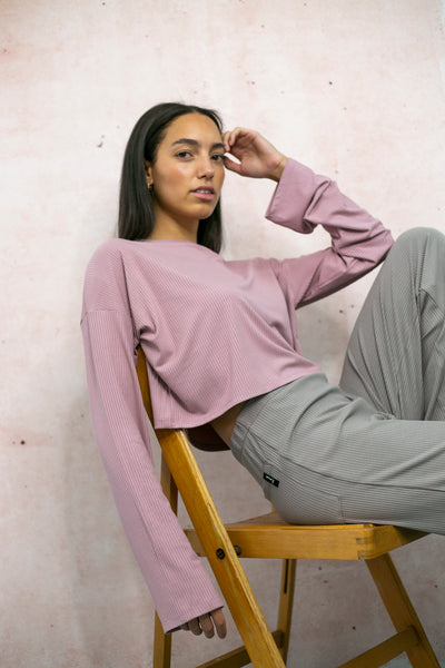 LOUVE T-shirt Crop Box - Rose Foncé