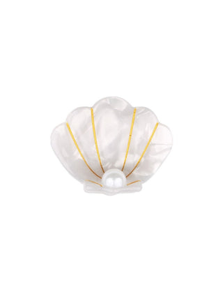 COUCOU SUZETTE Mini Pince à Cheveux - Coquille Saint-Jacques avec perle, parfaite idée de cadeau pour femme.