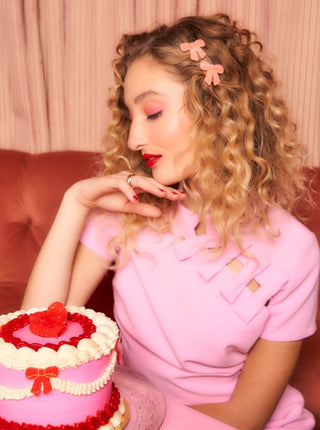 COUCOU SUZETTE Barrette Noeud - Rose, parfaite idée de cadeau pour femme.