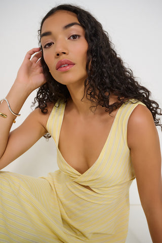 DORSALI Twisted Basics Dress - Sunbeam Stripe
