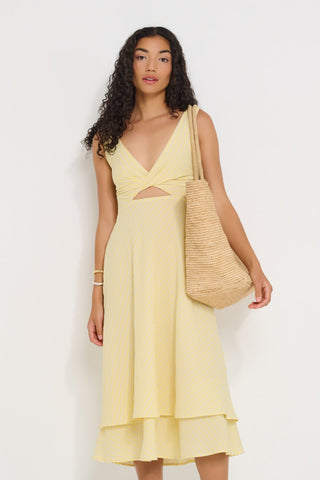 DORSALI Twisted Basics Dress - Sunbeam Stripe