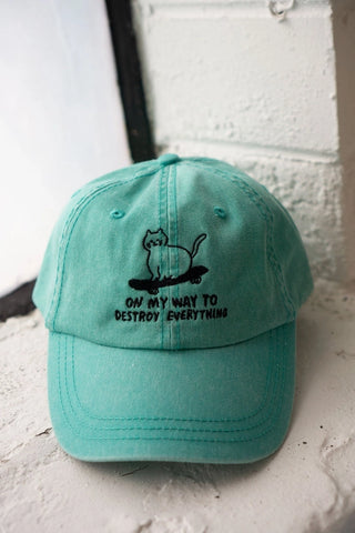 STAY HOME CLUB Cat Skate Cap - Seafoam