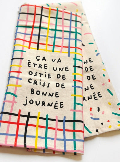 MERCI BONSOIR Linge à Vaisselle Bonne Journée