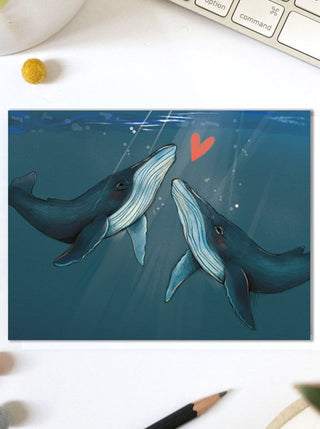 VALERIE BOIVIN Greeting Card - Blue Whales