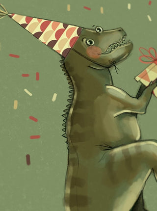 VALERIE BOIVIN Greeting Card - Party Dino