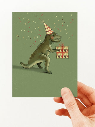 VALERIE BOIVIN Greeting Card - Party Dino
