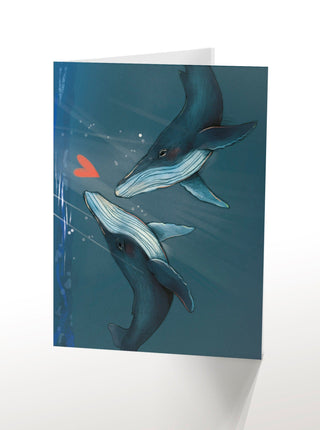 VALERIE BOIVIN Carte de Souhait - Baleines Bleues